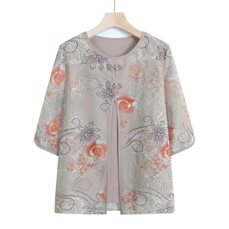 Blouse tablier pour grand-mère gris 