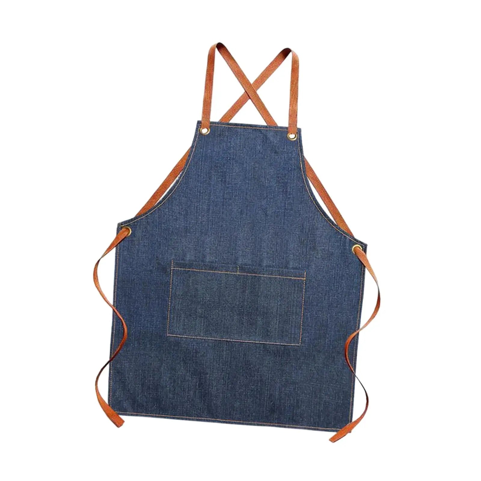 Tablier avec brettelles en cuir 