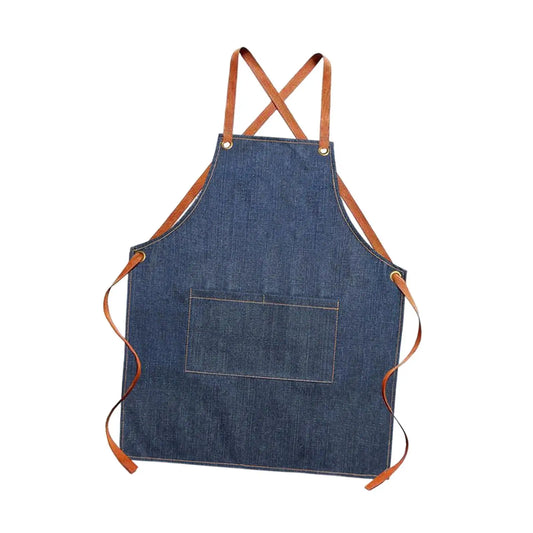 Tablier avec brettelles en cuir 