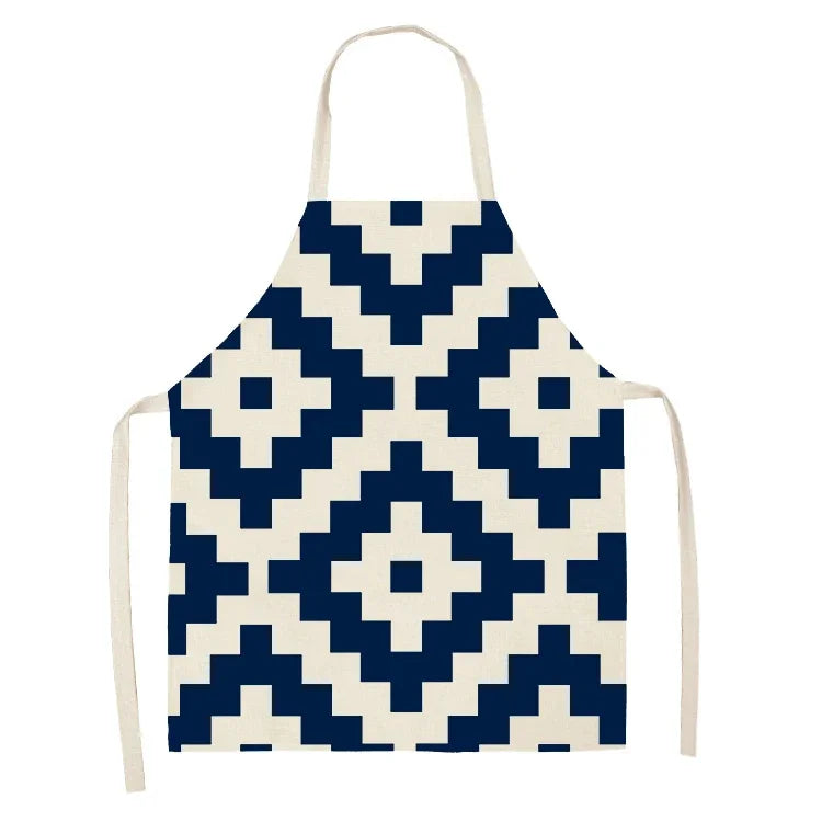 Tablier avec des design blanc et bleu 