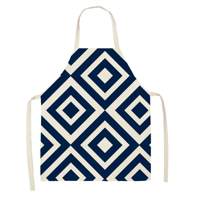 Tablier blanc avec des design bleu 