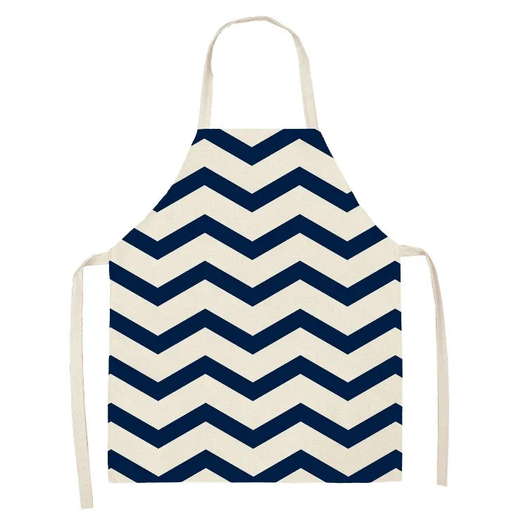 Tablier blanc avec des vagues bleu 