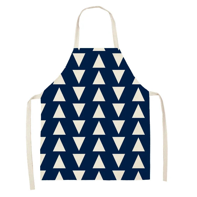 Tablier bleu avec des triangles blanc 