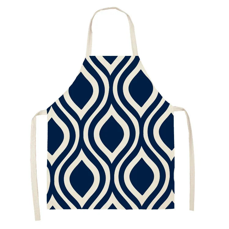 Tablier blanc avec des design bleu 