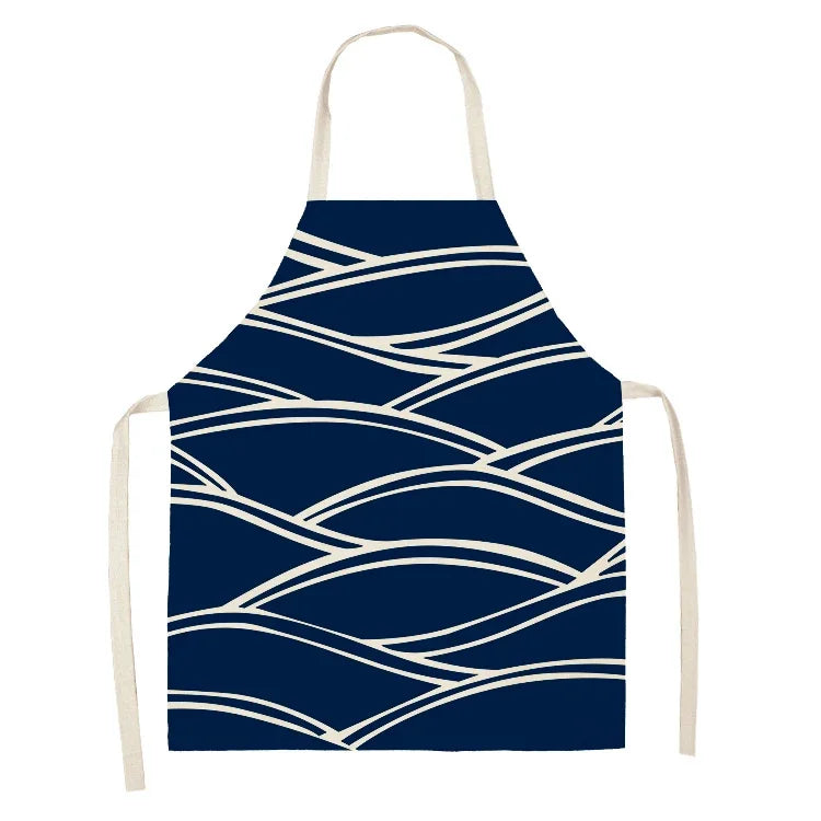Tablier bleu marine avec rayure blanche 