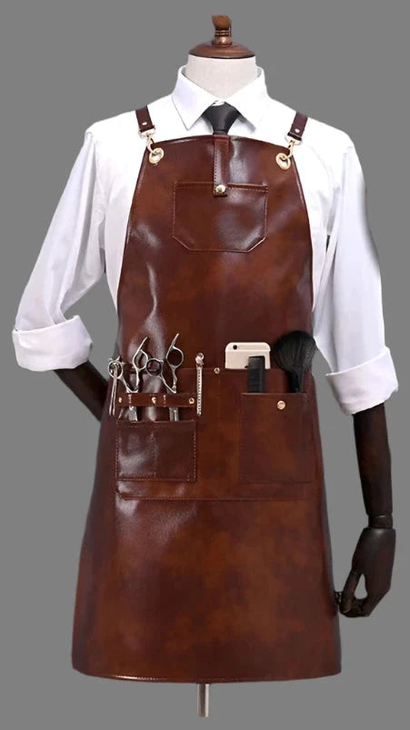 Tablier de coiffeur professionnel en cuir 
