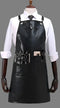 Tablier de coiffeur professionnel en cuir noir