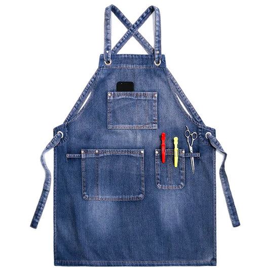 Tablier de couture bleu 