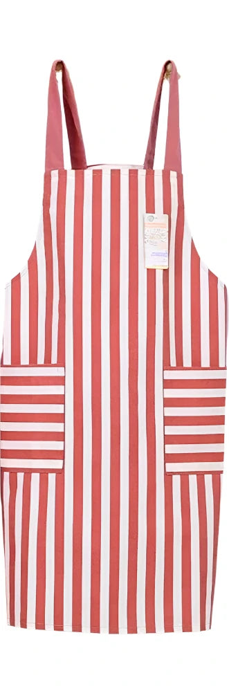 Tablier de cuisine a rayure blanc et rose 