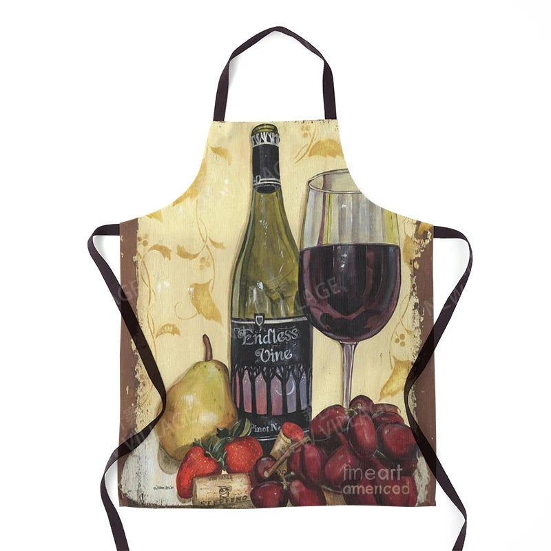 Tablier de cuisine de vin avec fruit rouge 