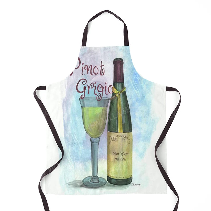 Tablier de cuisine de vin avec un grand verre 