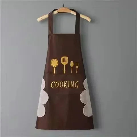 Tablier de cuisine essuie main marron 