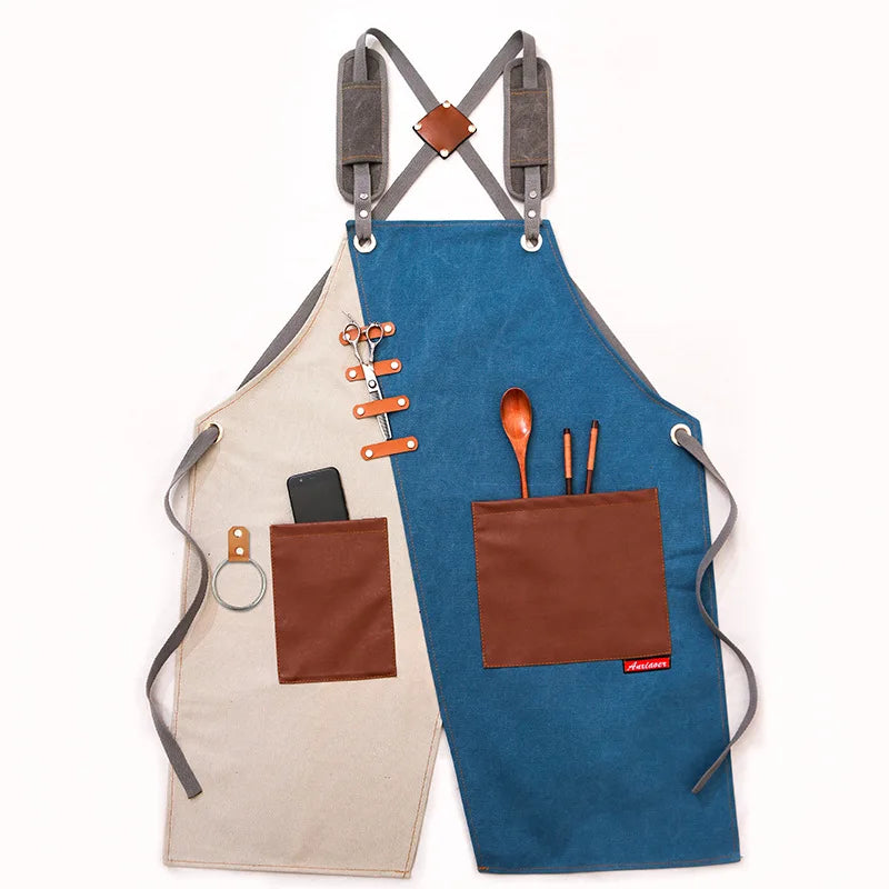 Tablier de cuisine original blanc et bleu 