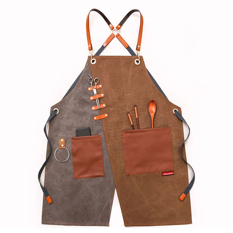 Tablier de cuisine original gris et marron 