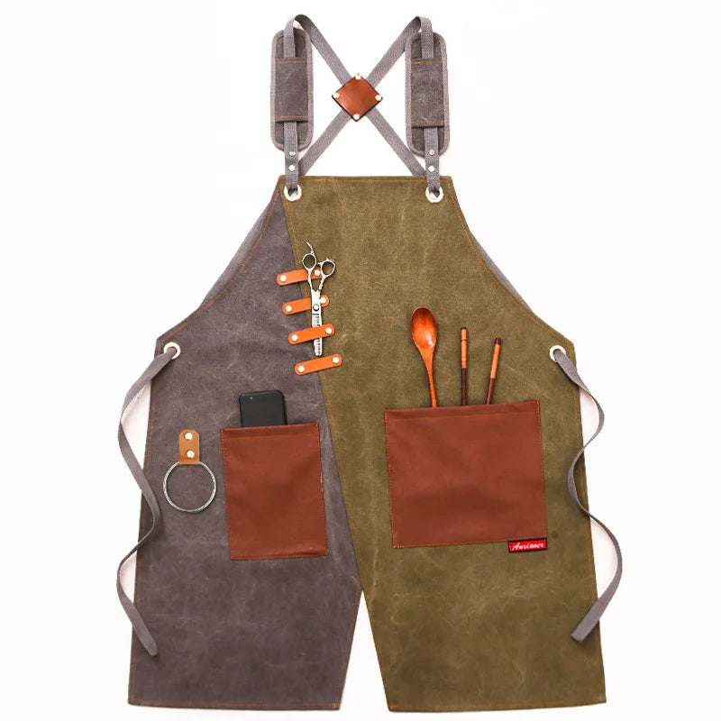 Tablier de cuisine original gris et vert 