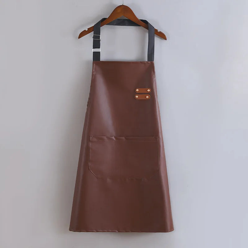 Tablier de cuisine simili cuir marron 