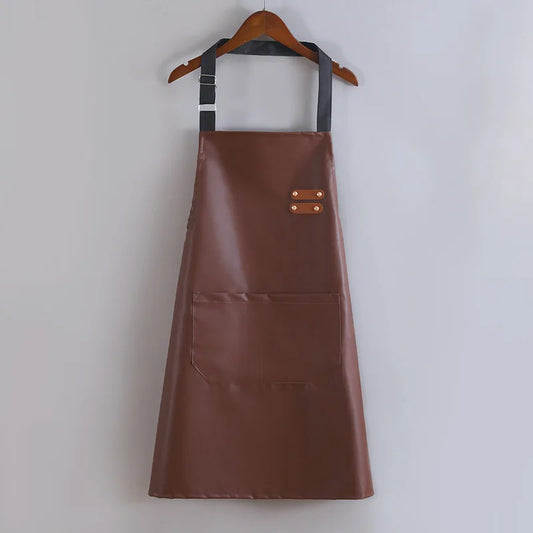 Tablier de cuisine simili cuir marron 