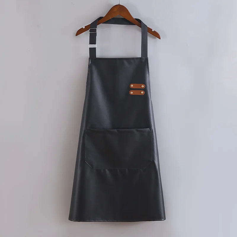 Tablier de cuisine simili cuir noir 