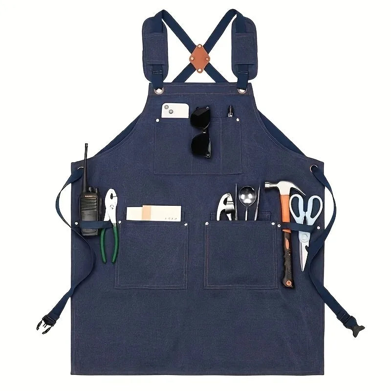 Tablier de travaille en coton bleu 