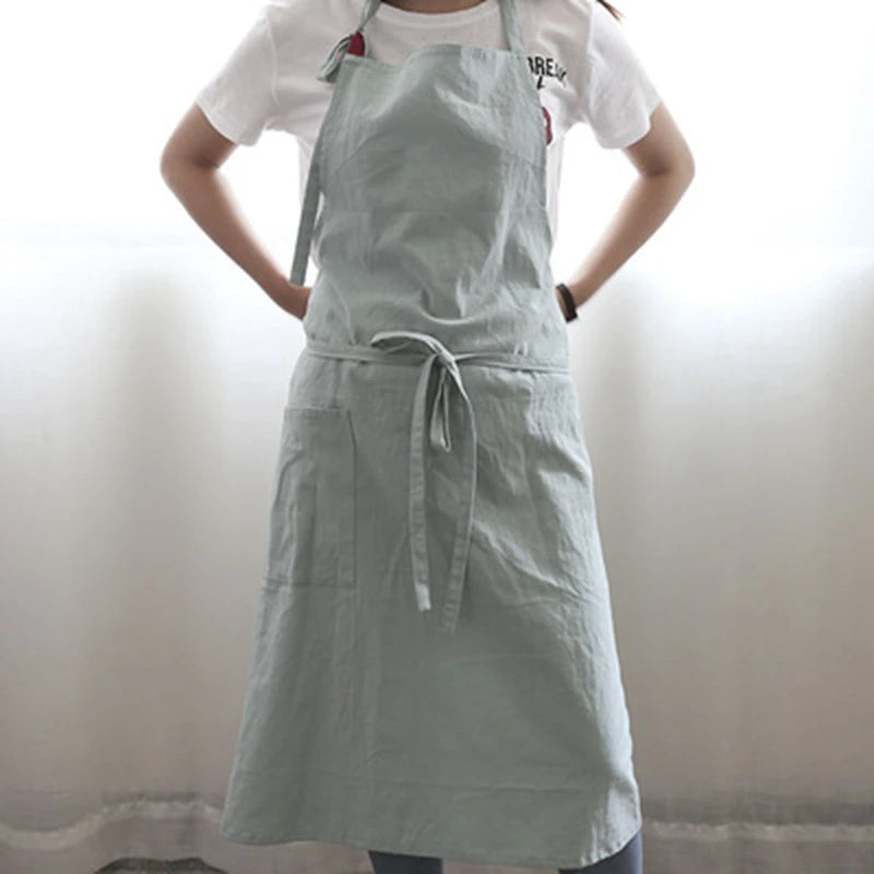 Tablier en coton bleu claire 
