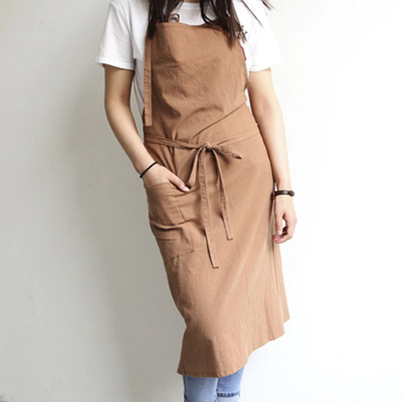 Tablier en coton marron 