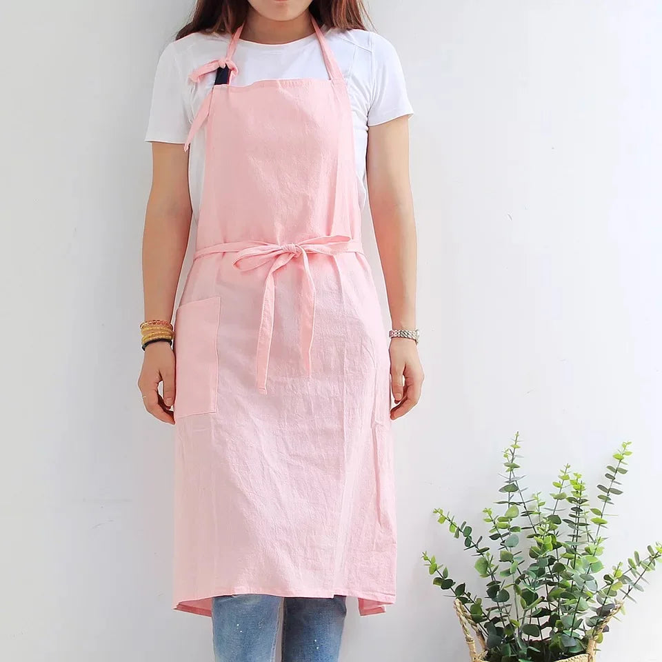 Tablier en coton rose 