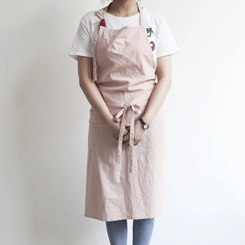 Tablier en coton rose claire 