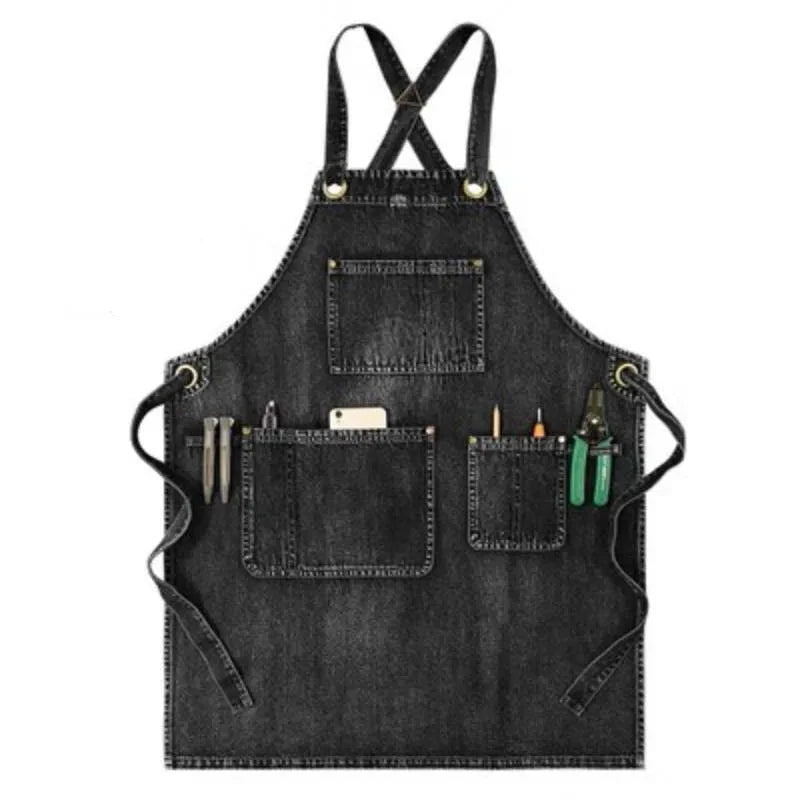 Tablier en denim noir 