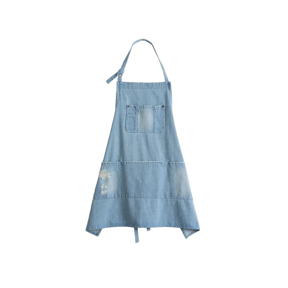 Tablier en jean bleu