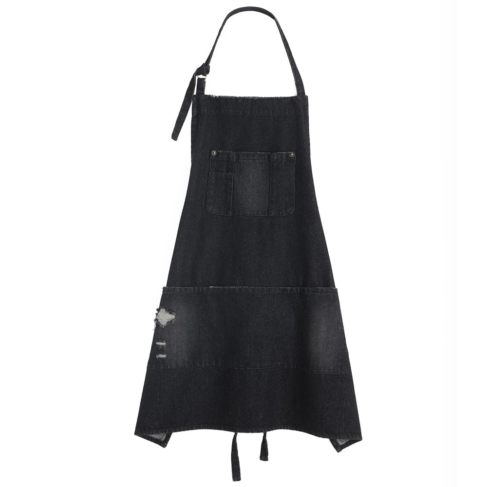 Tablier en jean noir 