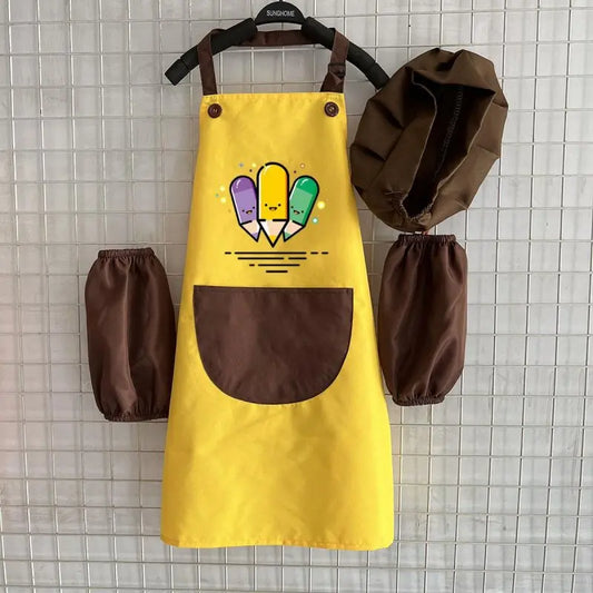 Tablier et toque enfant jaune 