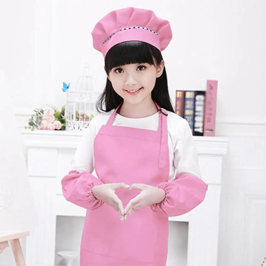 Tablier et toque enfant rose