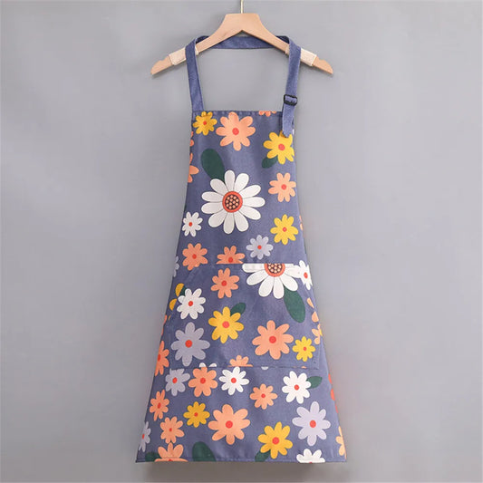 Tablier floral gris
