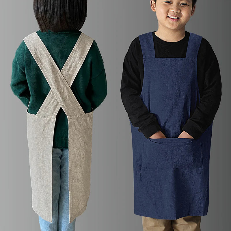 Tablier imperméable enfant bleu et blanc 