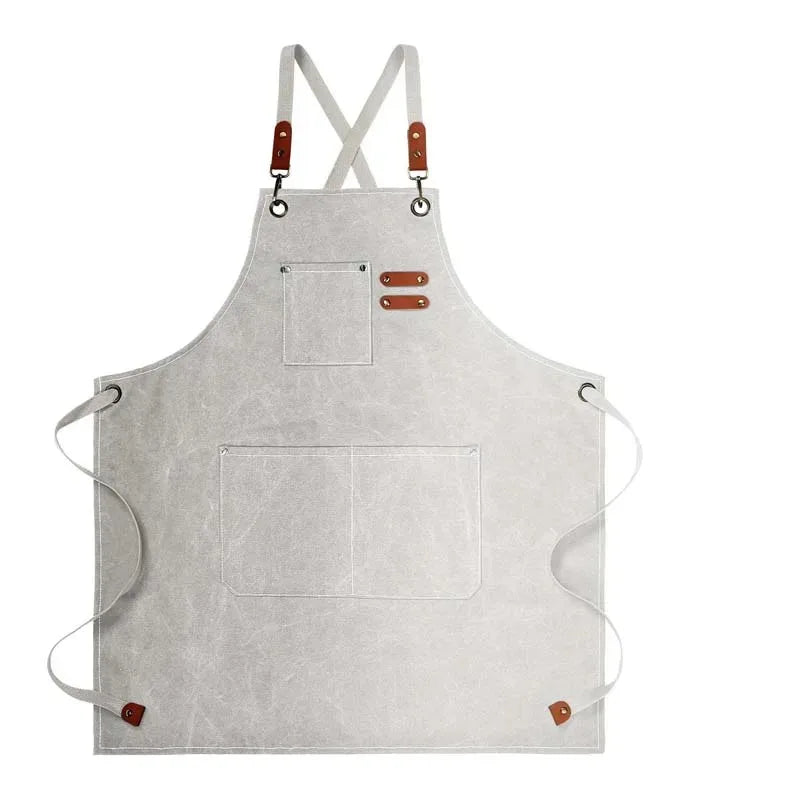 Tablier multifonction en toile blanc