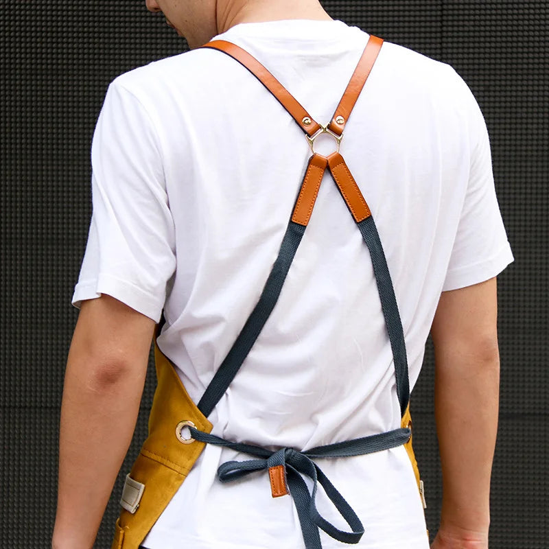 Tablier professionnel en denim de dos