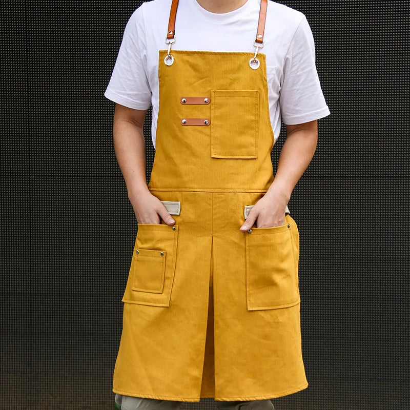 Tablier professionnel en denim jaune 