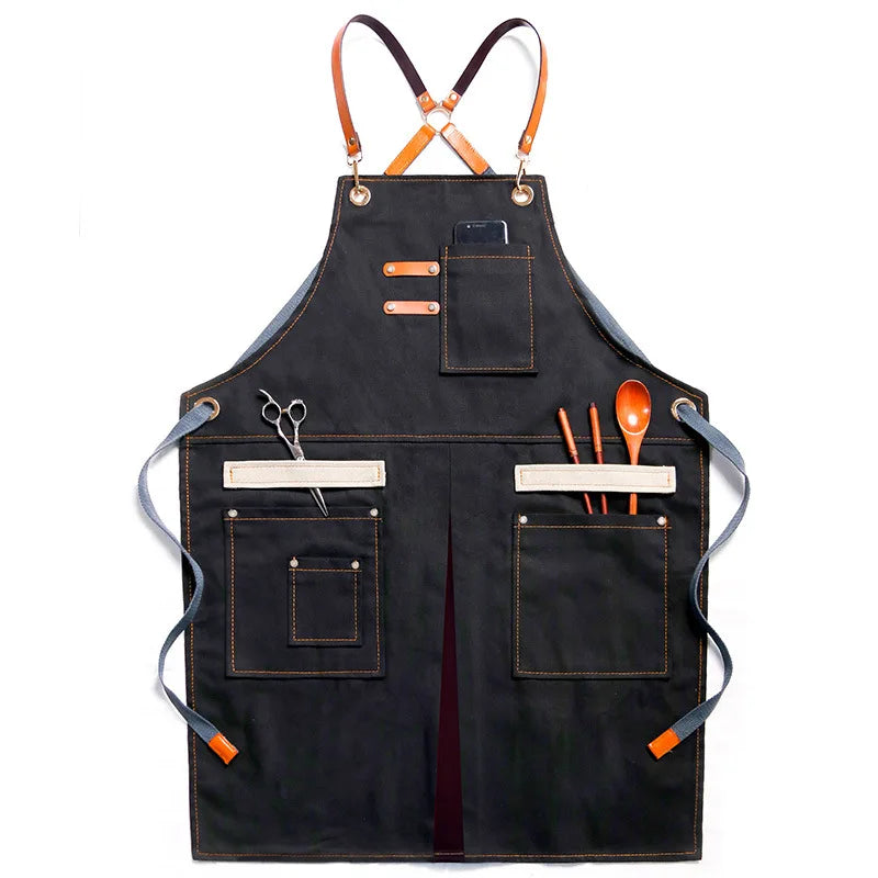 Tablier professionnel en denim noir