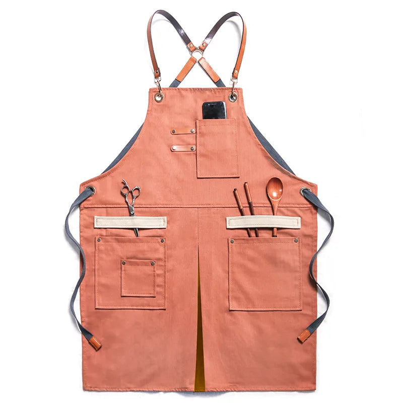 Tablier professionnel en denim rose 