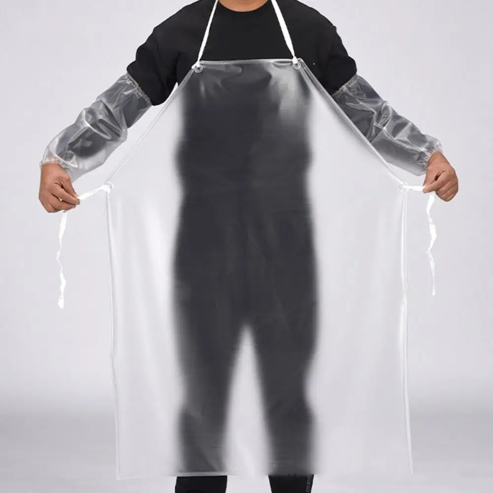 Tablier transparent large lanière blanche